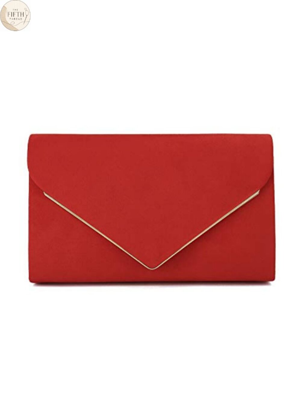 Faux Suede Clutch Bag Elegant Metal Binding Evening Purse Wedding Prom Black-Tie
